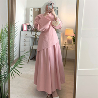 Ensemble Abaya 2 Pièces Élégant pour Femmes Musulmanes : Tenue Décontractée Islamique pour l'Aïd, Haut et Jupe Modestes d'Été pour le Quotidien, Style Turc 2026