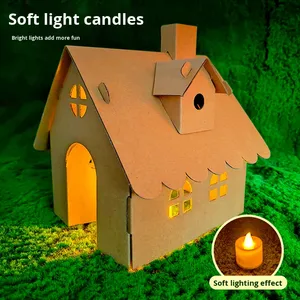 <span class=keywords><strong>Maison</strong></span> artisanale pour enfants transfrontalière, matériaux de fabrication de cabane en carton, boîte en papier graffiti de Noël, jouet <span class=keywords><strong>maison</strong></span>, ensemble cadeau - Product Image 3