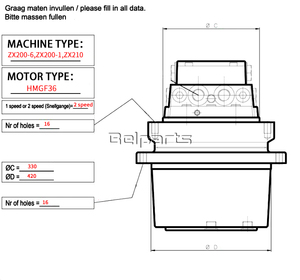 Motor de Traslación Hidráulico HMGF36 para Excavadora ZX200, ZX200-6, ZX200-1, ZX210 - Product Image 2