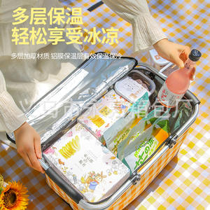 Picnic Basket Foldable Portable Aluminum Foil Insulated Large Capacity Oxford Cloth Cooler <b>Box</b> For Outdoor Use - Product Image 2