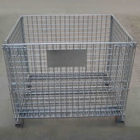Conteneur en treillis métallique galvanisé pour la protection contre la corrosion, pour entrepôt industriel, palette en treillis métallique pliable, cage