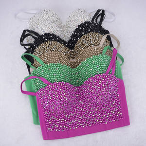Corsetto da donna <span class=keywords><strong>con</strong></span> strass di perle Bustier Crop Top <span class=keywords><strong>reggiseno</strong></span> Festival musicale Club Glitter Cropped Top abbigliamento femminile 1785 - Product Image 5