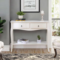 Table basse élégante 2 tiroirs en bois blanc crème