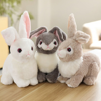 Cadeau de Pâques : Lapin en peluche doux, rembourré en coton PP, écologique, réaliste, blanc, brodé, avec vernis UV, anti-stress