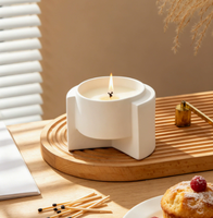 Tasse à bougie d'aromathérapie en céramique simple, vide, décoration créative pour la maison, récipient à bougie de haute valeur, logo personnalisé
