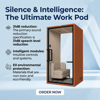 Cabine téléphonique insonorisée intelligente, pod de bureau silencieux, pod de réunion acoustique personnalisé pour des solutions d'espace de travail flexibles