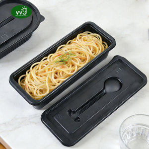 Contenedor de Alimentos Desechable y Reutilizable VVG, Apto para Microondas, para Comida para Llevar, de Polipropileno Negro con Tapa, para Restaurantes - Product Image 3