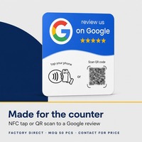 Carte de révision NFC programmable avec puce NFC, autocollant de table en acrylique pour les commentaires professionnels et les réseaux sociaux, support de plaque