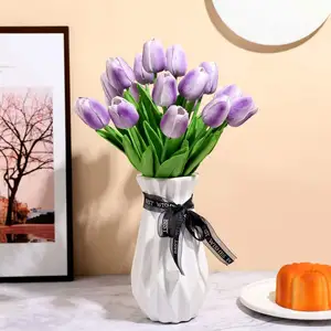 2022 Hight Quantity Tulips Bunch Tulip Bonsai Wholesale Home Decoration Flowers Real Touch Pu Artificial Tulip Bonsai