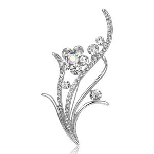 Fashion Crystal Brooch Pin Rhinestone Flower Design <b>Wedding</b> Jewelry Unisex <b>Accessory</b> - Product Image 2