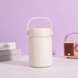 Bocal alimentaire isotherme en acier inoxydable avec logo personnalisé, anti-fuite, à large ouverture, avec poignée de transport et cuillère - Product Image 1