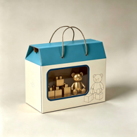 Boîte cadeau en papier OEM ODM avec fenêtre transparente, poignée en papier torsadé, logo personnalisé, emballage pour jouets d'enfants