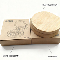 Miroir cosmétique rond pliable en bambou, miroir de maquillage compact, miroir de voyage, cadeau promotionnel, organisateur de bureau