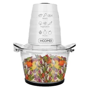 * Presa * 200W acciaio inossidabile doppia lama elettrico cibo Chopper con vassoio in vetro temperato, capacità 1L, bianco- - Product Image 4