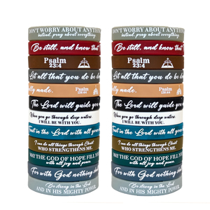 Graziosi Braccialetti Cristiani in Silicone con Versetti Biblici Regali Religiosi Comodi e Leggeri per Uomo con Logo Personalizzato per Eventi - Product Image 1