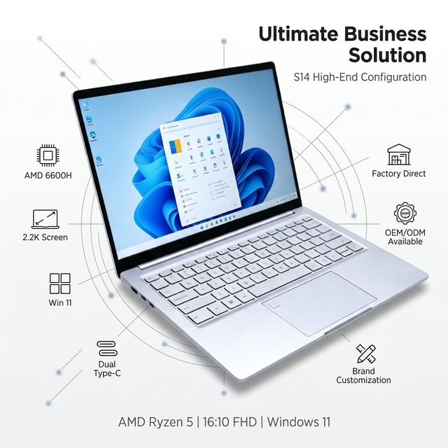 Yifang Factory's AMD Ryzen 5 6600H Processor Paired with a 14.1-inch English Keyboard Is an Ultra-thin Business Laptop Computer