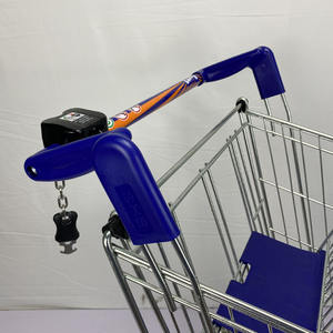 यूरोपीयन शैली 4 पहियों ने बाल सीट स्टोर सुपरमार्केट मेटल शॉपिंग ट्रोली कार्ट सिक्का लॉक के साथ - Product Image 4