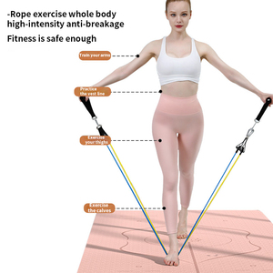 Barre d'entraînement de musculation réglable Tube de bande de résistance de fitness d'exercice en caoutchouc Corde de traction élastique avec barre d'entraînement - Product Image 6