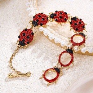Nuovo <span class=keywords><strong>Bracciale</strong></span> in Metallo con Strass a Forma di <span class=keywords><strong>Coccinella</strong></span> per Donne, Gioiello Chunky Primaverile ed Estivo - Product Image 4