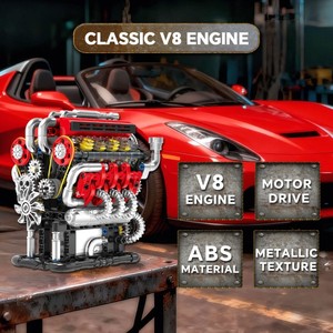 Kit de construction de mini-<span class=keywords><strong>moteur</strong></span> électrique <span class=keywords><strong>Voiture</strong></span> de sport Fe <span class=keywords><strong>Moteur</strong></span> V8 Modèle de montage de <span class=keywords><strong>moteur</strong></span> Kit de jouets mécaniques miniatures Blocs de construction - Product Image 6