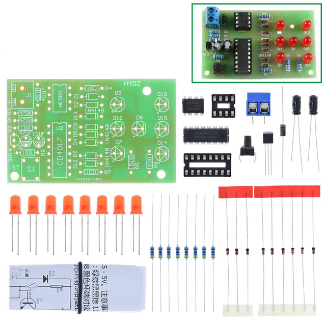 TZT Electronic Dice NE555 LED Module CD4017 DIY Kit 5mm Red LED 4.5-5V ICSK057A Electronic Module Fun Diy Electronic