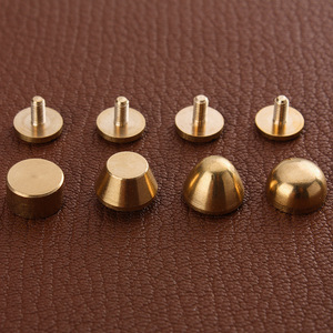 Pieds de sac en laiton massif, vis à tête plate, rivets métalliques pour la protection du fond des sacs à main, clous pour le cuir, bricolage - Product Image 4