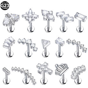 <span class=keywords><strong>Piercing</strong></span> de <span class=keywords><strong>Labio</strong></span> G23 de Titanio con Circonitas, <span class=keywords><strong>Piercing</strong></span> de Cartílago, Tragus, Joyería para Perforaciones Corporales para Chicas - Product Image 1