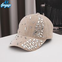 Casquette de baseball unisexe réglable et respirante avec strass, casquette de fête luxueuse scintillante avec cristaux