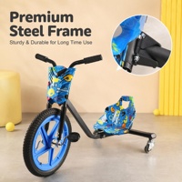 Drift Trike pour Enfants, Véhicule de Drift à Grandes Roues, Pneu Avant Gonflable de 16 Pouces, PU Léger de 70 mm, Cadre Réglable, 100 kg, Électronique Moderne
