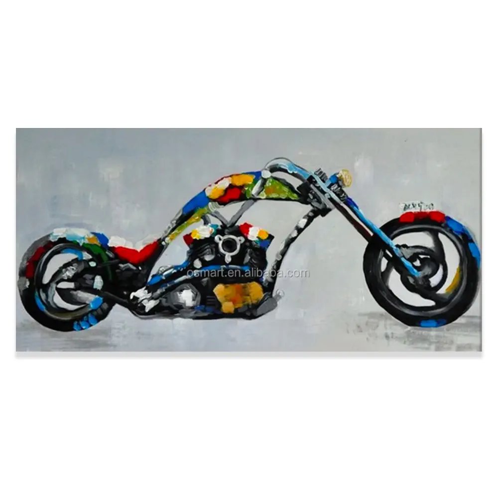 New 100% Hand Painted Knife Motorcycle Abstract Oil Painting on Canvas Mural Wall Picture Car Abstract Oil Painting