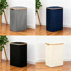 Cesto de Ropa Sucia Alto de Alta Calidad con Asa de Bambú, Gran Capacidad, Tela Oxford, Tapa Impermeable Personalizable, Almacenamiento para Baño - Product Image 5