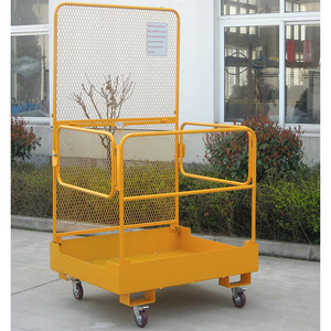 כלוב בטיחות לפלטפורמת עבודה במלגזה מפלדת פחמן עמידה, בעל קיבולת של 300 ק\"ג, ציפוי אבקה לתחזוקה מוגבהת ובטוחה - Product Image 5