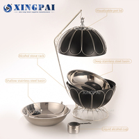 XINGPAI Vente en gros de luxe en acier inoxydable blanc 8L Rond chauffe-plats noir Roll Top Buffet chauffe-plats pour la restauration