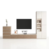 Meuble TV moderne en bois avec rangement intégré pour vin et livres, unité murale réglable, console multimédia personnalisable pour salon, pour téléviseurs et café