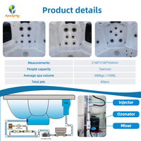 Jacuzzi extérieur personnalisable OEM/ODM pour 7 personnes avec contrôle Balboa, 60 jets, spa à remous en acrylique pour villa