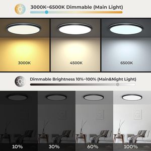 Lámpara de Techo LED Empotrada Matane de 12 Pulgadas con Control Remoto, Luz Nocturna de 2000K Cálida, Ajustable de 3000K a 6500K - Product Image 6