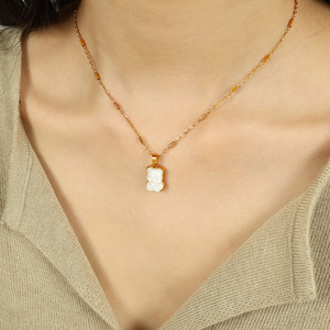 Cartoon Little <b>Bear</b> Pendant Necklace 18K Gold Plated Stainless Steel Clavicle Chain <b>Cute</b> Simple Design Gift Jewelry - Product Image 4