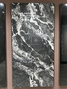 Dalles en pierre frittée noire de gros format 1200x2400mm, aspect marbre, carrelage en porcelaine, plan de travail en pierre frittée noire - Product Image 5