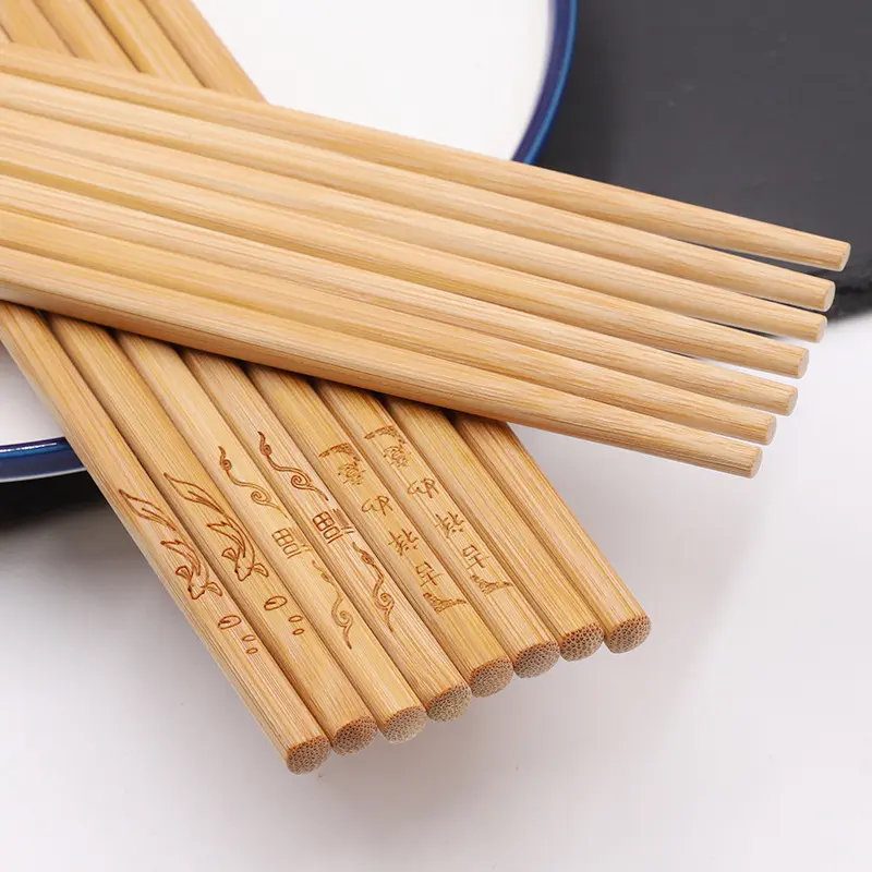 Пользовательские лазерные Выгравированные бамбуковые палочки для еды с индивидуальным логотипом многоразовые палочки для еды для ресторана домашнего использования