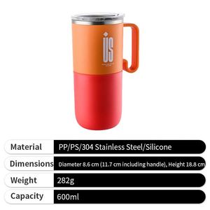 Mug à café élégant en acier inoxydable 304 personnalisé de 600 ml à double paroi, stimulant la dopamine, pour le bureau - Product Image 2