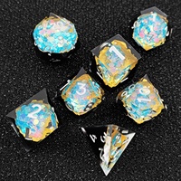 Set Dadu RPG Berkilau Glitter Shinny Board Game Polyhedral untuk Permainan Meja DND, Cocok untuk Penggemar Game