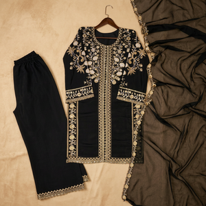 Ensemble haut brodé de sequins, palazzo et dupatta pour femme – Collection ethnique festive pour mariage et soirée - Product Image 5