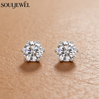 Brincos de Moissanite em Prata Esterlina com Revestimento de Ródio, Design Clássico Elevado em Forma de Cesta de Flores para Uso Diário Unissex