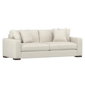 Divano Moderno Ecologico e Durevole a Due Posti per Soggiorno, con Struttura in Legno e Cuscini in Tessuto Delicato sulla Pelle - Product Image 1