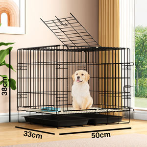 Cage d'élevage en fer classique Offre Spéciale pour animaux de compagnie Cage pour chien à double porte simple fermeture à bouton motif solide plateau en plastique amélioré - Product Image 2