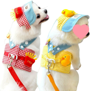 Ropa para Mascotas para las Cuatro Estaciones, Conjunto de Correa de Tracción con Diseño de Papas Fritas, Sombrero para el Sol, Suministros para Perros y Gatos al Aire Libre - Product Image 1