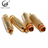Adaptor Audio RCA XSSH YIVO OEM ODM Berkualitas Tinggi Hifi DIY 9mm Konduktor Berlapis Emas Kuningan Konektor Jack RCA Jantan untuk Pengelasan