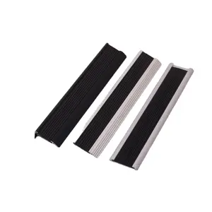 Decorative Protective Stair Aluminum Stair Tread Profile Stair Nosing Strips With Rubber Insert Anti-slip Strip