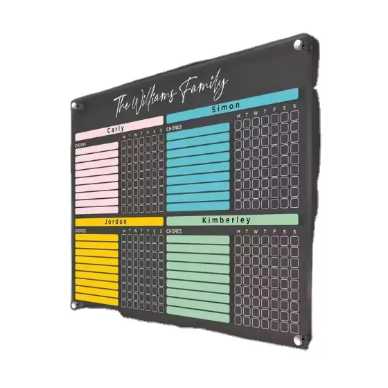 Calendrier acrylique magnétique de réfrigérateur de calendrier acrylique clair personnalisé pour la planification mensuelle