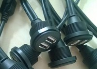 Kabel Panel Mount USB 2.0 Double Female ke Double Female Grosir Pabrik, Konduktor Tembaga, Panjang 15CM, Warna Hitam untuk Lubang